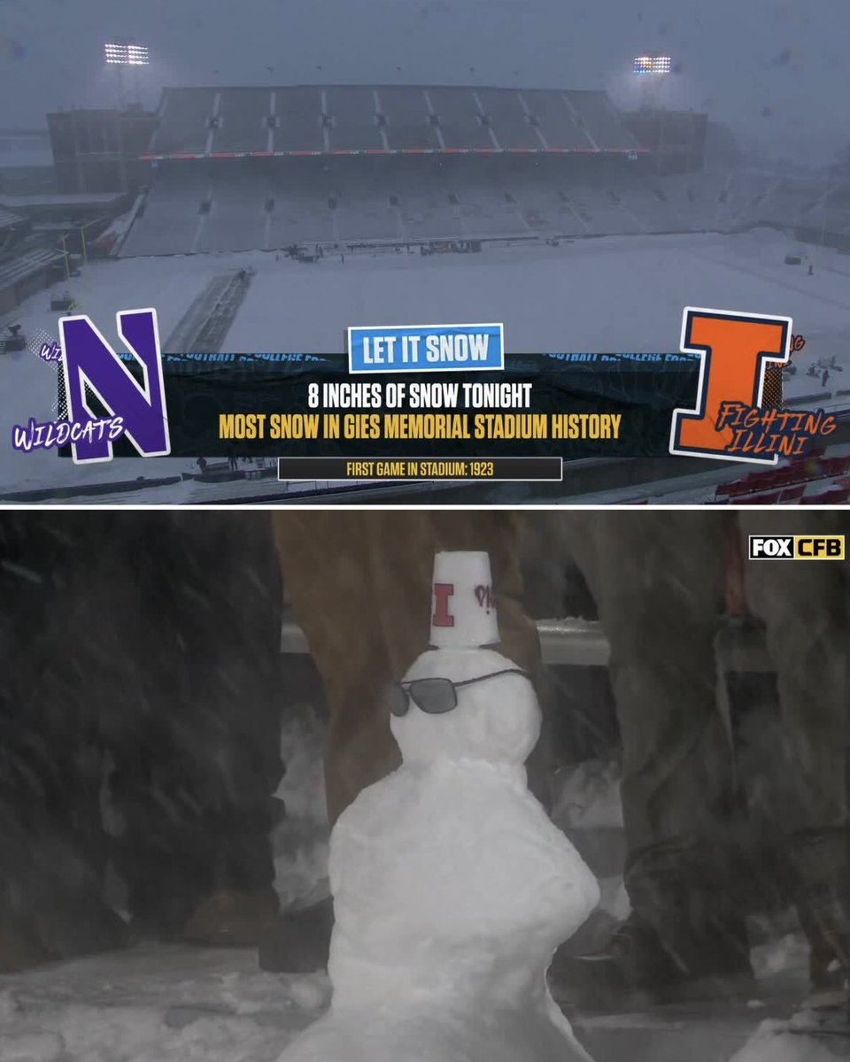 IllinoisOnBTN's tweet image. Lots of snow at Gies Memorial Stadium ☃️