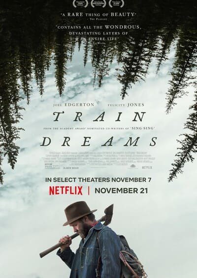 char65107's tweet photo. Netflix「 トレインドリームス」
傑作。
カメラの美しさとジョエル・エドガートンの抑えた演技。
出番は少ないけどウイリアム・H・メイシーも素晴らしかった。
ストーリーに大きな起伏(1箇所を除いて)は無いけど、淡々と進む話に胸が熱くなります。
原作はデニス・ジョンソンだけど未訳なんですね。 https://t.co/5FCcApf0yw