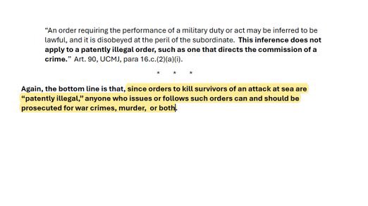 🚨‼️ Former US military lawyers speak out on Hegseth’s orders:

JAGs Working Group UNANIMOUSLY considers both the giving and the execution of these orders constitute war crimes, murder, or both.