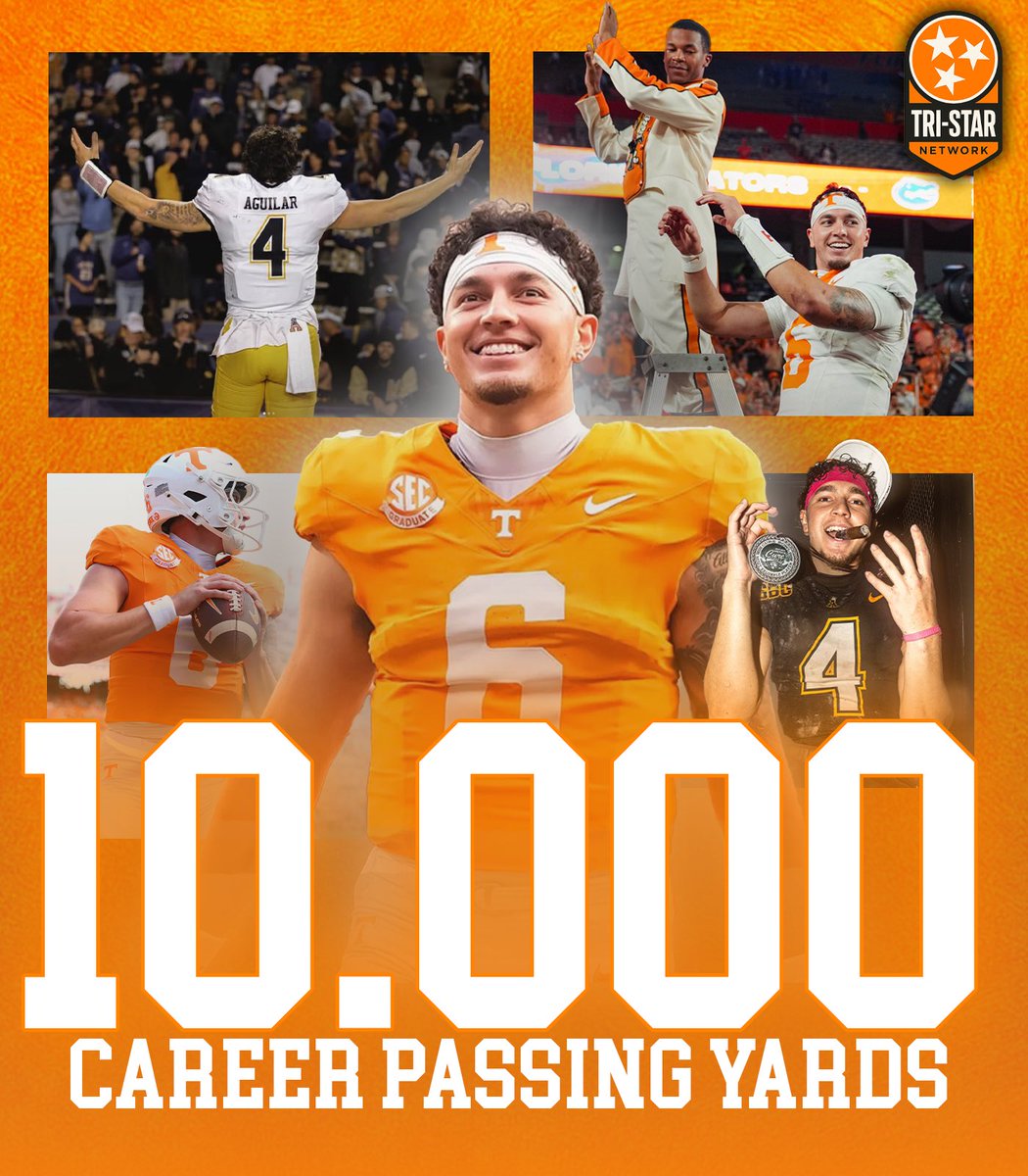🚨 10,000 YARDS 🚨

Joey Aguilar just joined the 10K club — officially crossing 10,000 career passing yards between App State and Tennessee!