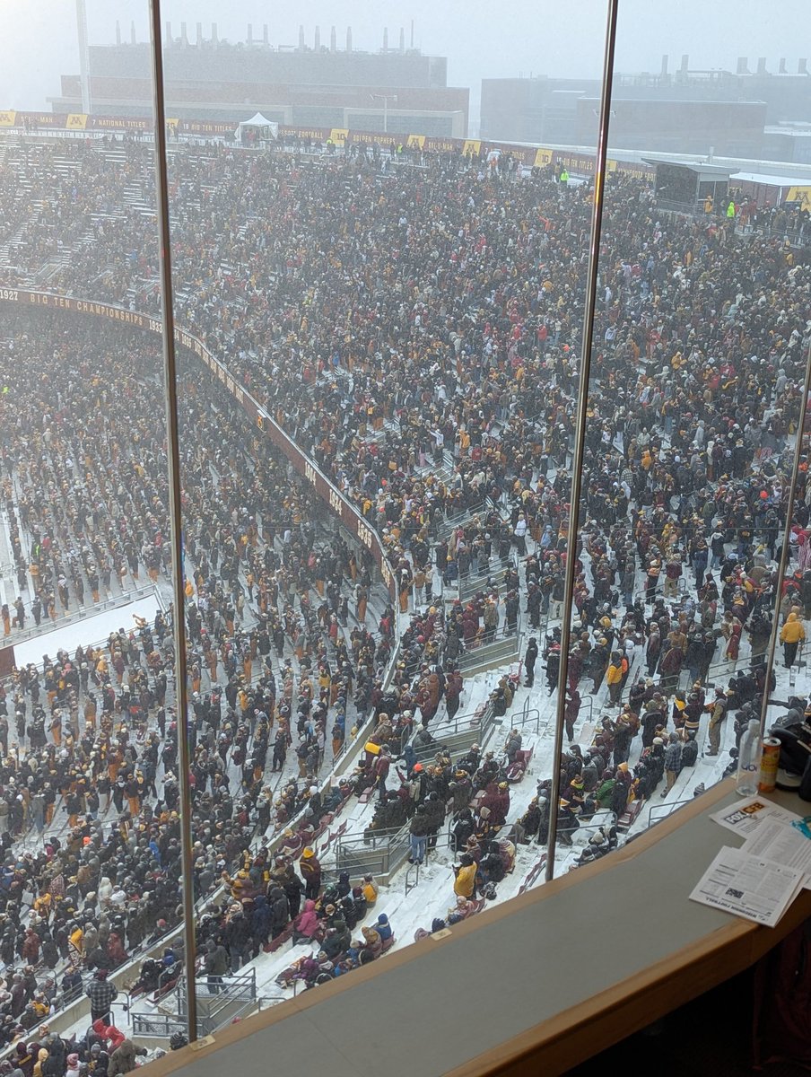 just like they did all season

even in the snow, the Minnesota student section showed up