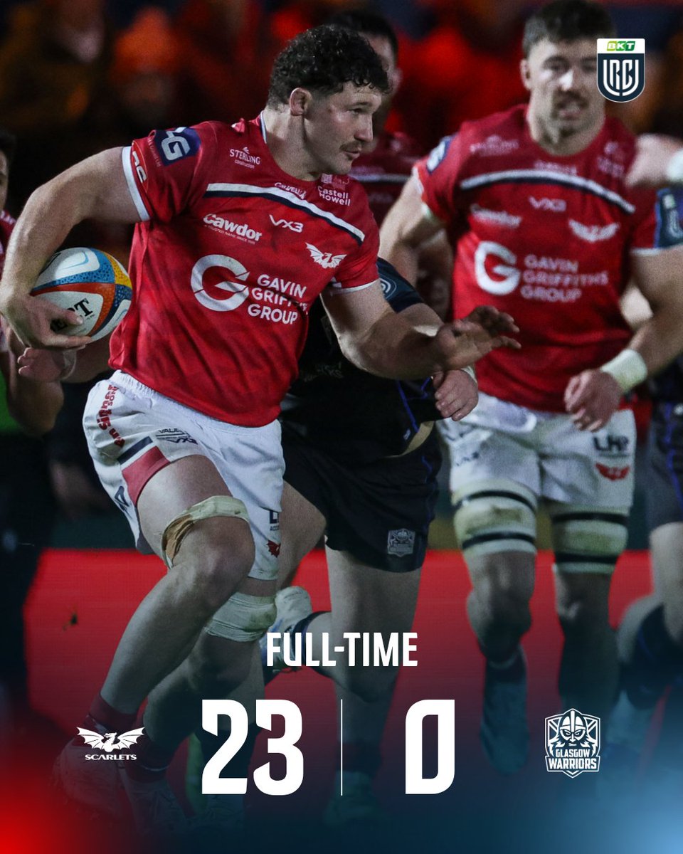 URCOfficial's tweet photo. What a night for @scarlets_rugby
Momentum, intensity and a statement win over @GlasgowWarriors
#BKTURC #URC | #SCAvGLA https://t.co/JVctJw3ZhN