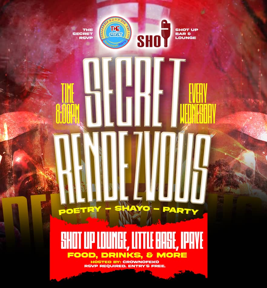 TheSecretRSVP's tweet photo. Last week was superb, this week will be better!!!

Are you going through a lot?
Midweek burnout? Let’s fix that.
Secret Rendezvous is your Wednesday detox,
Poetry recitations, shayo, karaoke, and calm chaos.
Come crash out with the tribe. No dress code. No stress. Just vibes. https://t.co/jMXQ2ecVWT