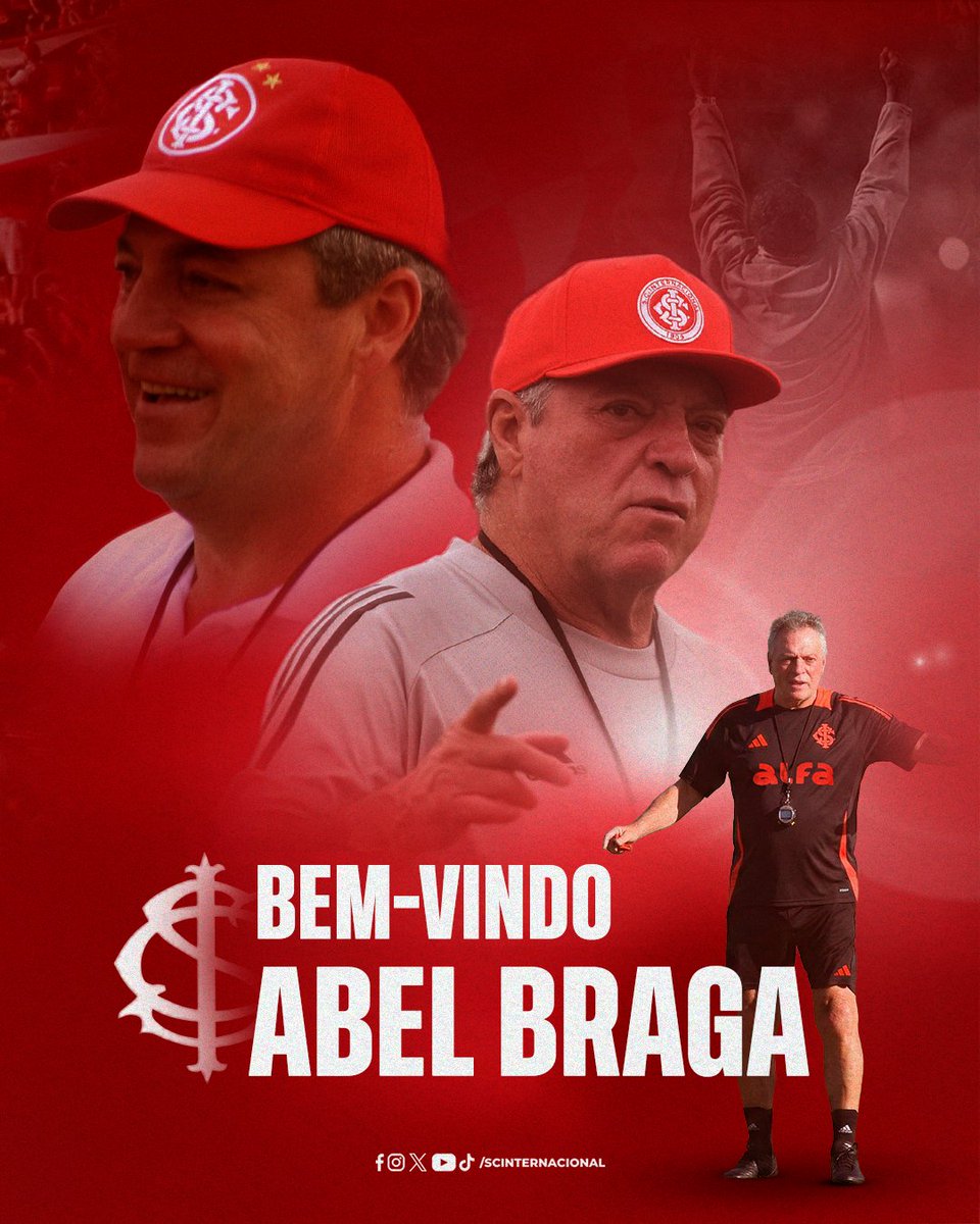 SCInternacional's tweet image. ABEL BRAGA ESTÁ DE VOLTA AO INTER! 💪🇦🇹

Técnico com mais partidas disputadas à frente do Clube do Povo e líder das maiores conquistas da nossa história, ídolo assume o comando colorado até o fim do Campeonato Brasileiro.

Abel iniciará os trabalhos no CT Parque Gigante neste…
