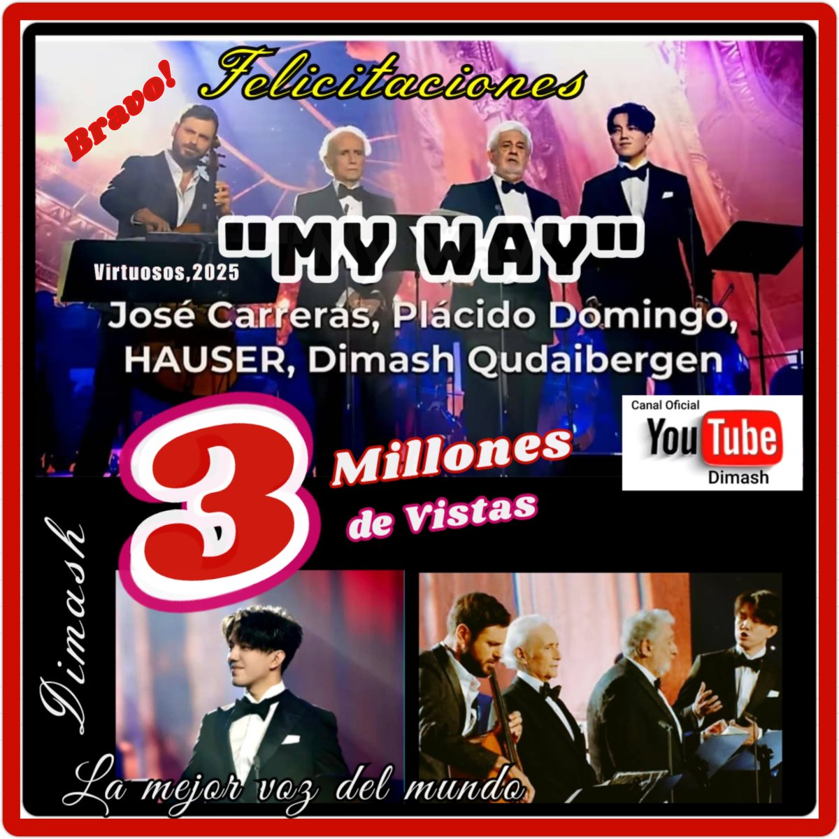 <a href="/YMartinezEG/">Y Mart E</a> <a href="/dimash_official/">Dimash Qudaibergen</a> 📢BRAVO #Dimash
👉MY WAY👈
📢3 MILLONES de VISTAS
en su Canal Oficial de YouTube  (2025)
Majestuosa presentación
junto a José Carreras, Plácido Domingo y Hauser 
💐FELICITACIONES
👏🏻👏🏻👏🏻
#DimashEsPaz
DIMASH LA MEJOR VOZ DEL MUNDO
<a href="/dimash_official/">Dimash Qudaibergen</a>

DIMASH CONCERT RIGA