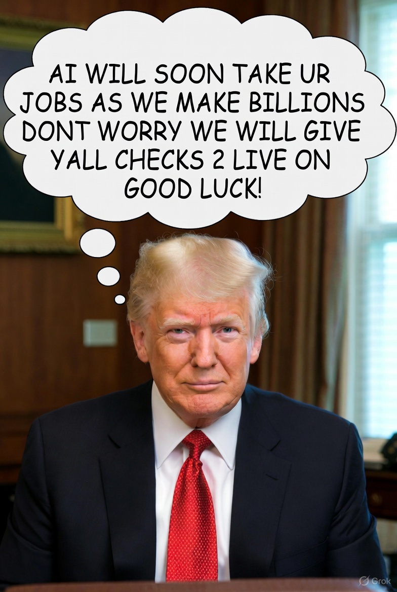 dumbassvote's tweet image. danks #Potus 4 #ArtificialInteligence dat will cause up 2 40 million job losses putting us on welfare not paid 4 by da tech co. but we da people must pay welcome 2 da new world order @QueenAnticommie @MAGA_MARA_ @Kikisushi7Lisa @cinrui @Taniabanks24 @MerryIsBack @AmeliaVicencio…