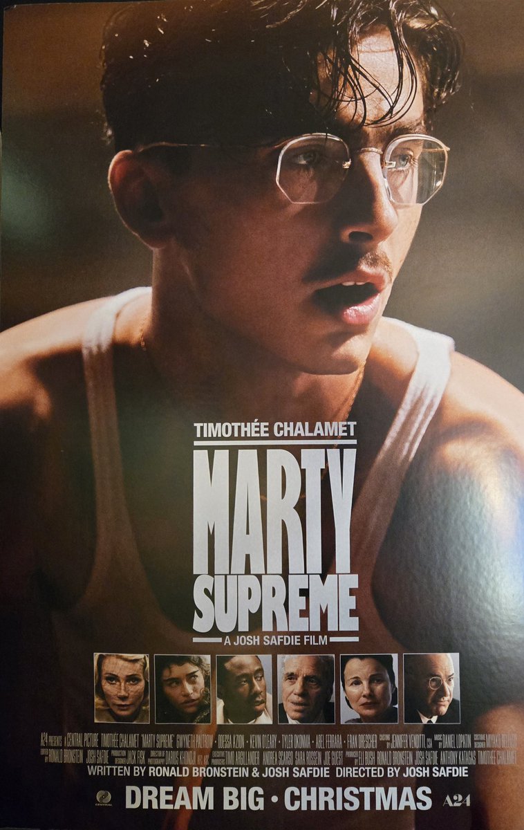 My first reaction to #MartySupreme: Intense and fast-paced. Timothée Chalamet is charmingly arrogant, magnetic, and toxic in the best way. The ‘80s-style score works, the supporting cast delivers, and Tyler, the Creator impresses. #A24 saved the best for last.