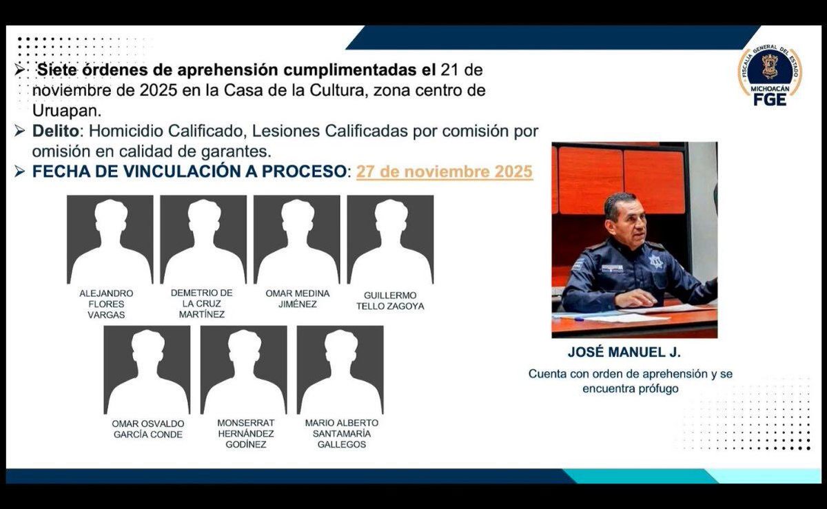 🔴La <a href="/FiscaliaMich/">Fiscalía General de Michoacán</a> pidió apoyo nacional para localizar a José Manuel Jiménez Miranda, jefe de escoltas del ex alcalde de Uruapan, Carlos Manzo.

El coronel retirado está ligado a la misma causa penal que los 7 escoltas vinculados a proceso por homicidio calificado y lesiones,