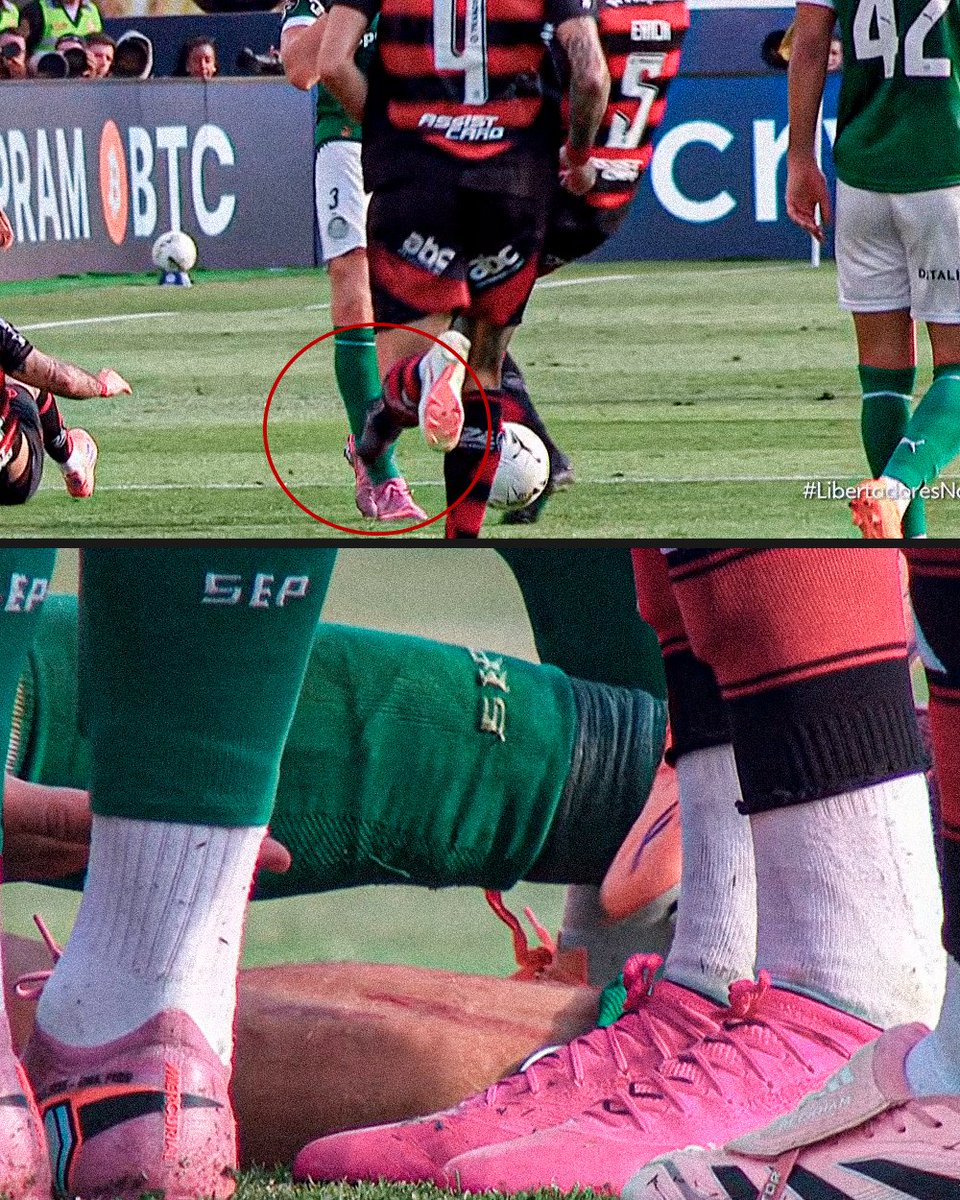 DoentesPFutebol's tweet photo. Final de Libertadores, lance parado e Erick Pulgar achou inteligente passar os cravos na canela do Bruno Fuchs.

Tomou somente amarelo e o árbitro não foi ao VAR.

E aí? https://t.co/2NuBjiMGgw