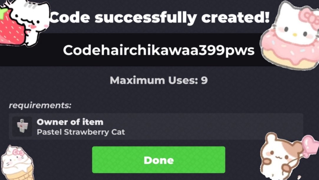 MelMariaMa3316's tweet image. Codehairchikawaa399pws 
#RobloxDev #RobloxUGCLimited #robloxitem