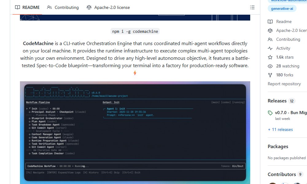 clxymox's tweet image. 📝 CodeMachine-CLI
⭐ 88 stars

&quot;Orchestrez des workflows multi-agents locaux avec CodeMachine, votre usine à code autonome !&quot;
#GitHub