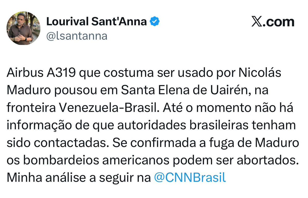 CNN Brasil: Avión de Maduro aterrizó en Santa Elena de Uairén, en la frontera entre Venezuela y Brasil.