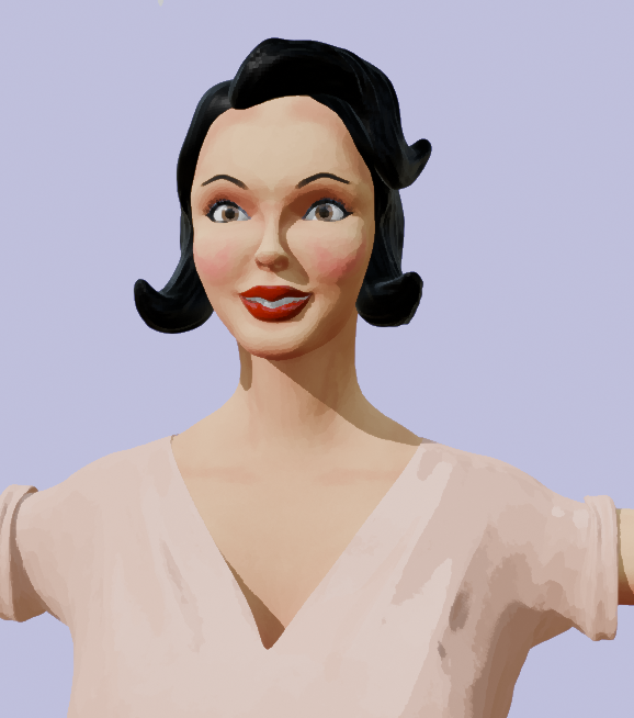 Really struggling with the hair this is like the 4th attempt at getting a style, and then I still gotta paint it 

#b3d #retro #painterly #character