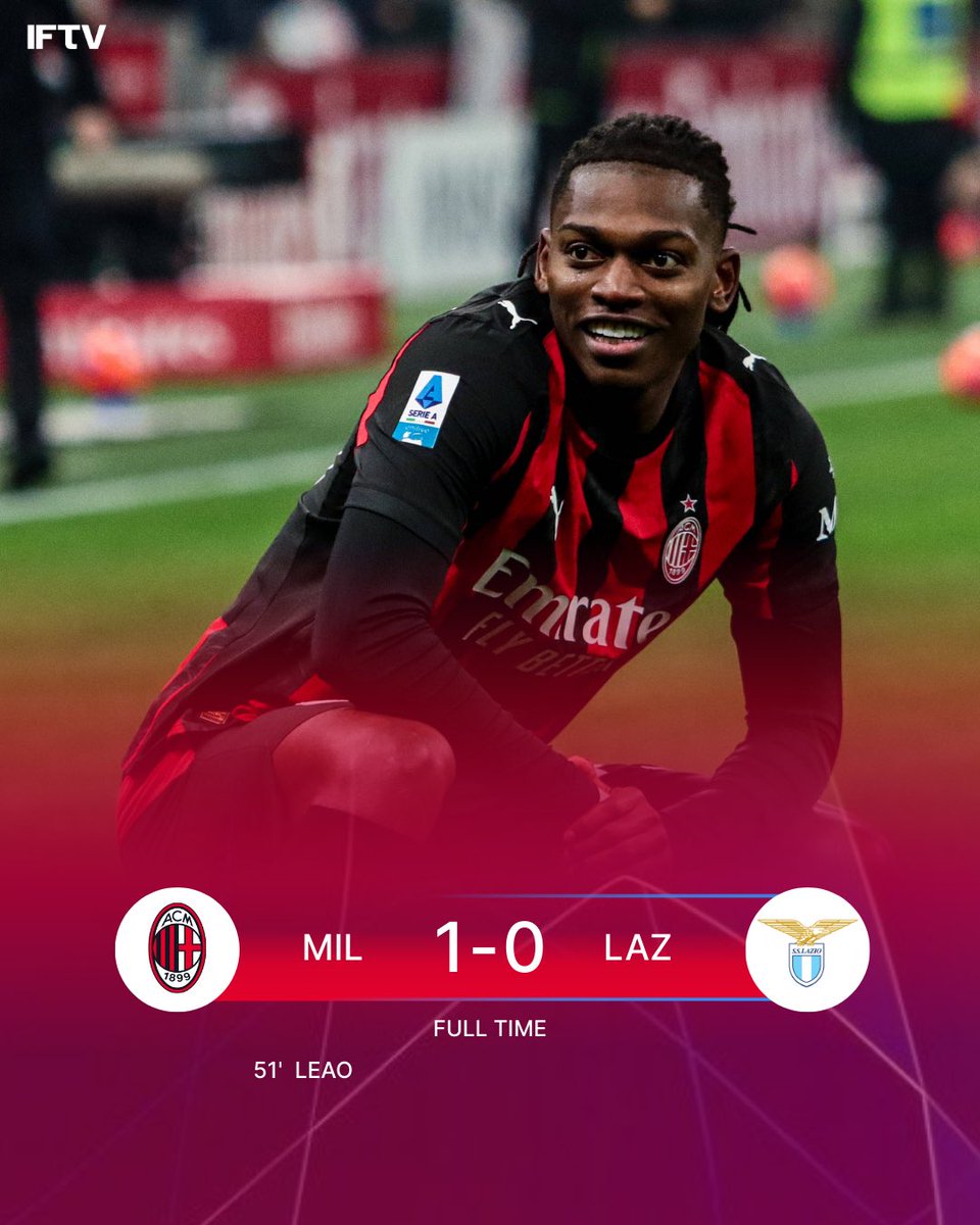 Leao does what he does best to put Milan back ontop of the table 🔝