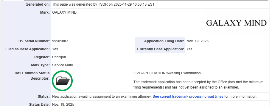 so elon tweeted this on november 19th which is the same date the trademark got filed this is literally fucking insane

CpQSR9rVG1THdqM9aKokeEmgKPCENVjD9868yT2zpump

look for yourself 

tsdr.uspto.gov/#caseNumber=99…