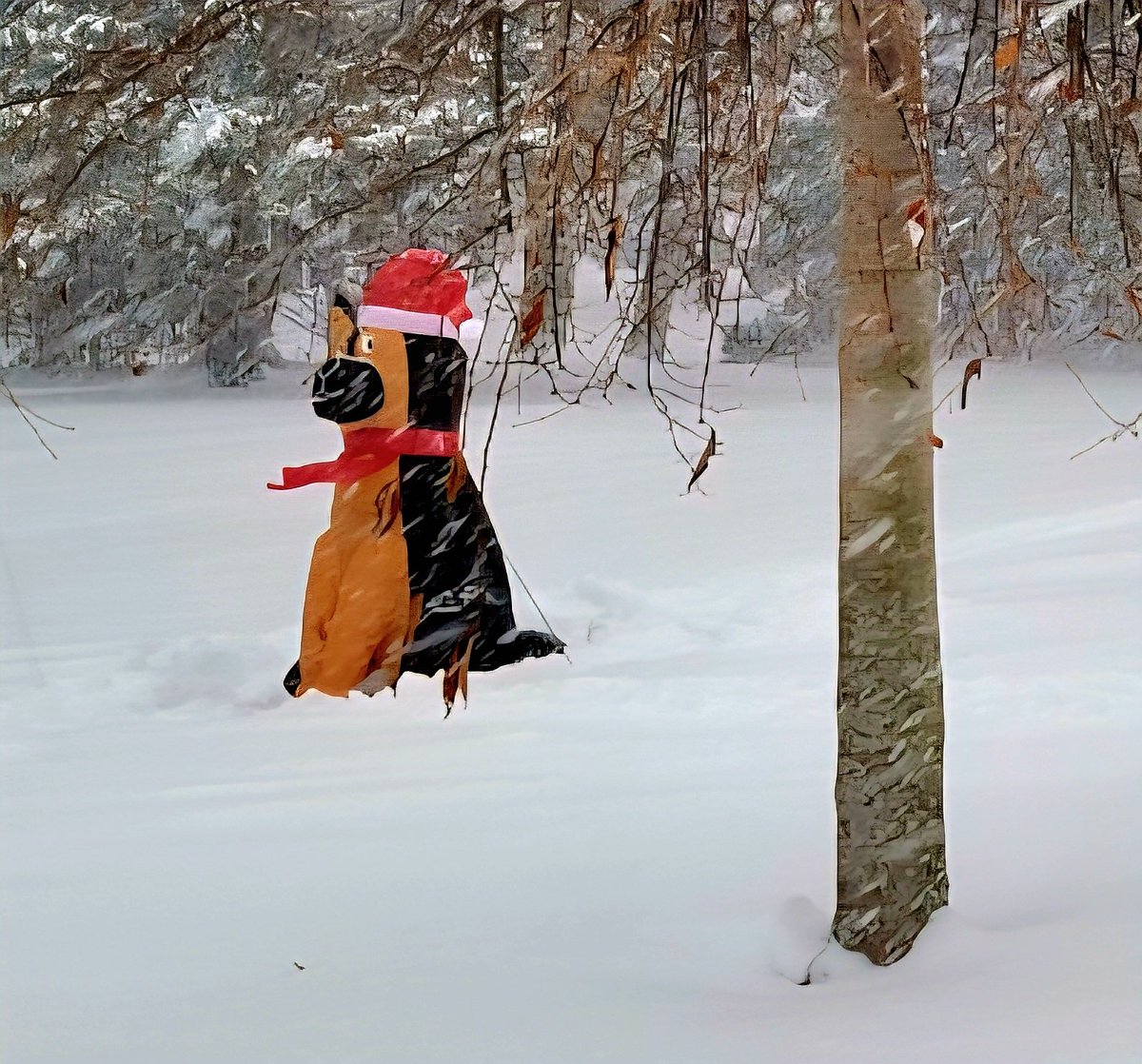 DebMannRN's tweet photo. This is the only dog (or cat) that should be left outside in this winter storm. #WINTER #Midwest #snow https://t.co/VXn3OCDiMH