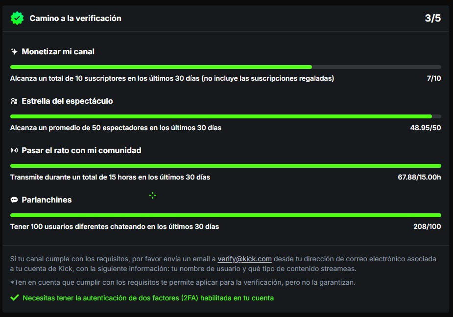 Gente estoy a punto de conseguirlo, me falta nada prácticamente para el verificado

Mañana tenemos directo también a ver si puede ser que  consiga ya mañana terminar todos los requisitos 

Lo veía antes tan lejos y ahora lo veo tan cerca que no me lo creo, pero ahí estamos a full