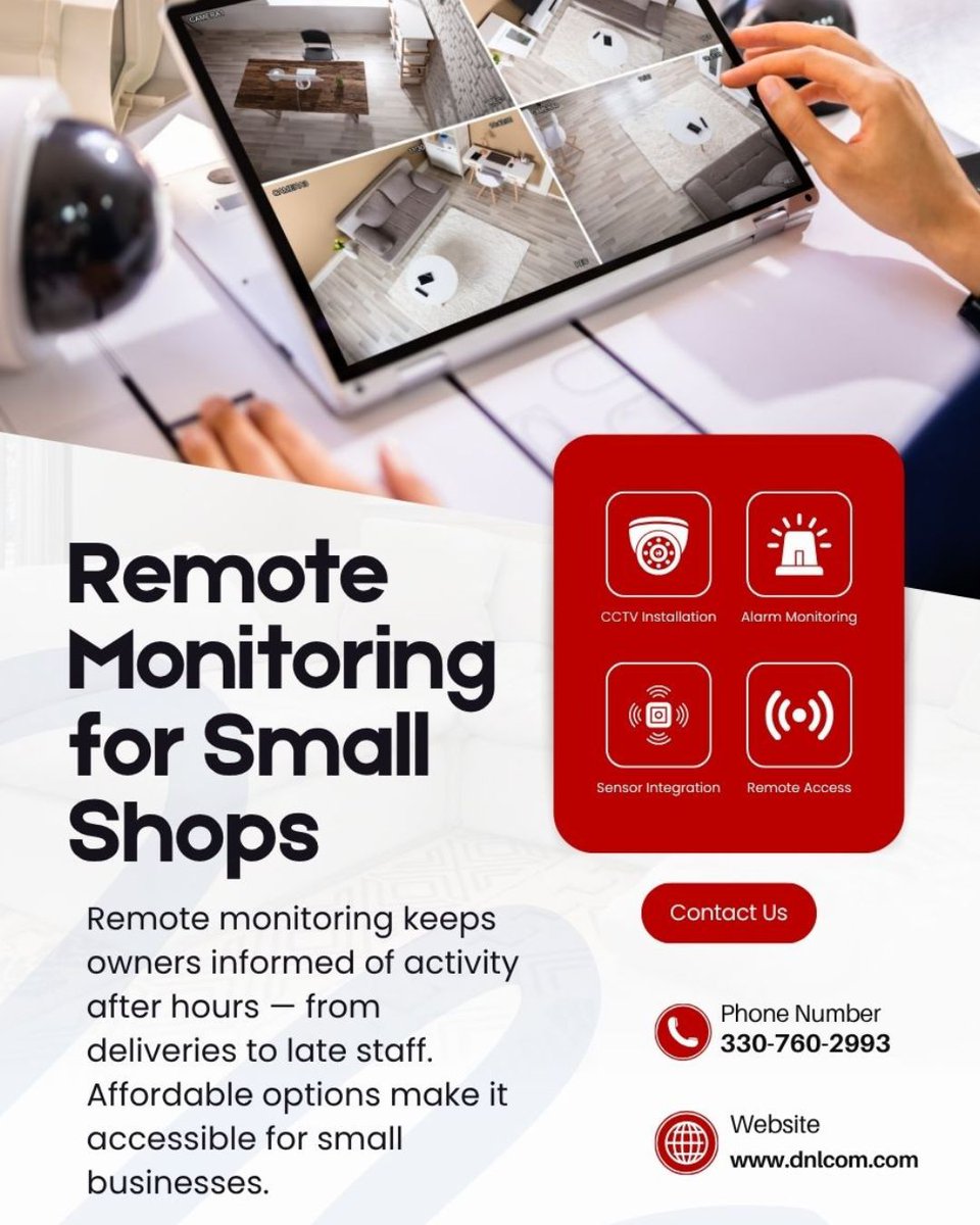 DL_Comm's tweet image. Remote monitoring keeps owners informed of activity after hours — from deliveries to late staff. Affordable options make it accessible for small businesses.
 Book Now:
zurl.co/UbSyS
#SmartSecurity #RemoteMonitoring #BusinessSurveillance