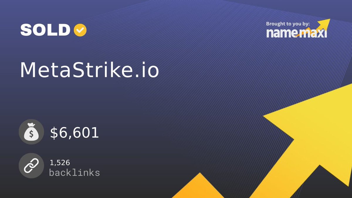 Domain Sold!
✅MetaStrike․io sold for $6,601
🛒Sold via GoDaddy Auctions
📅November 29, 2025

Register similar domains:
namemaxi.com/buy?searchQuer…
