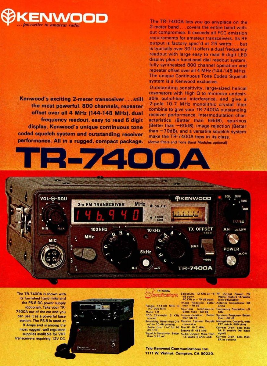 Kenwood TR-7400A
2M FM Transceiver