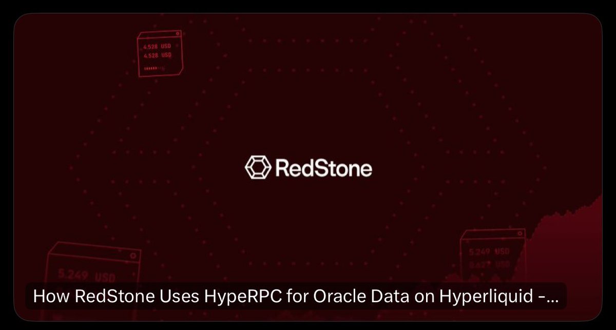 ComrSalafy's tweet photo. Hyperliquid builders use @redstone_defi for instant pricing, with HypeRPC powering their relayer updates. ♦️
Our new case study shows how the relayer and RPC flow keep oracle data reliable. https://t.co/vpfcBmLzJv