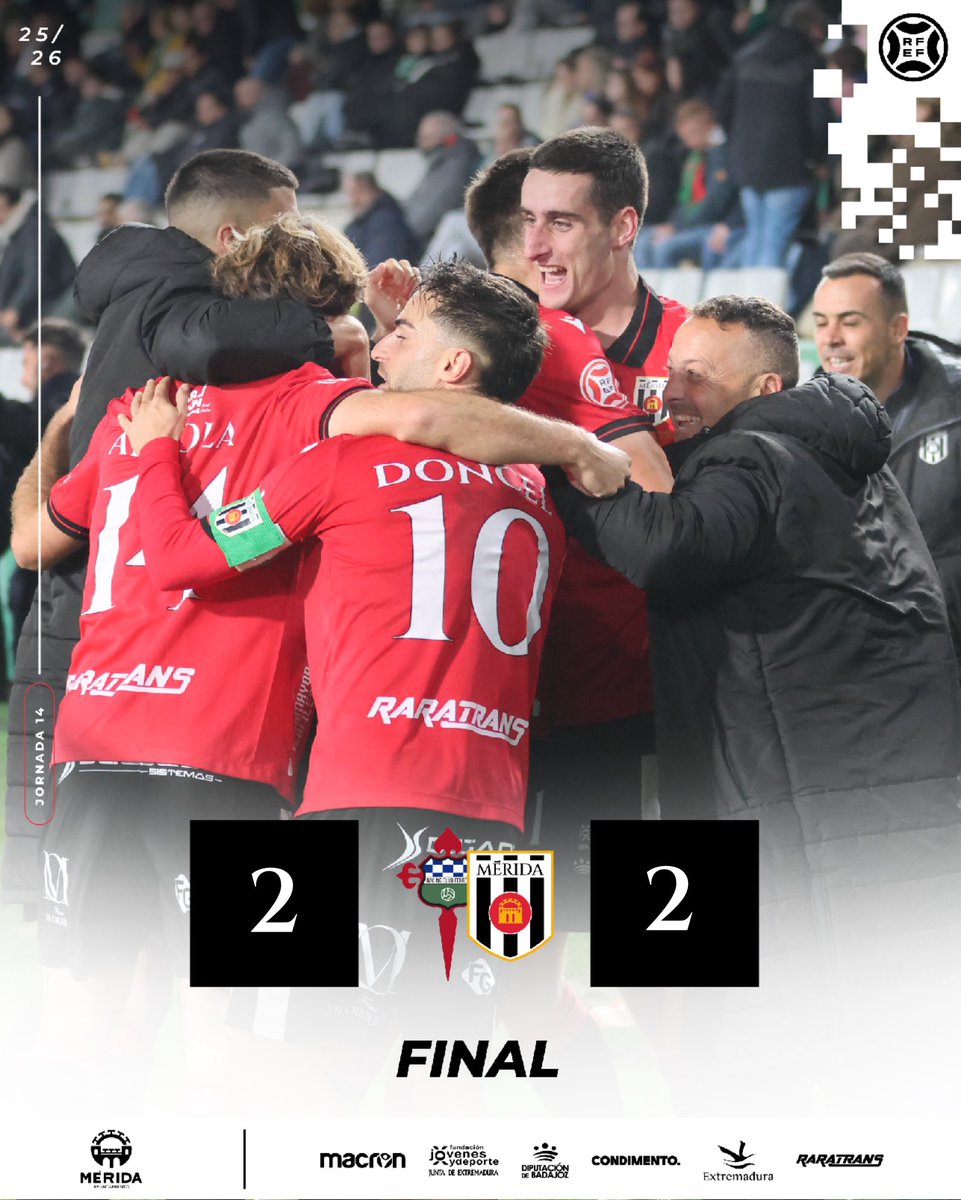 Merida_AD's tweet image. ¡Final del partido en Ferrol! ¡PUNTAZO! Partido en el que merecimos más pero no nos vamos a rendir ⚔️

🗣️ ¡𝐒𝐨𝐦𝐨𝐬 𝐄𝐋 𝐌𝐄́𝐑𝐈𝐃𝐀! 🛡️

@racingferrolsad 2-2 @Merida_AD 

⚽️ Juan Artola 
⚽️ @varogarci 

#RacingMérida