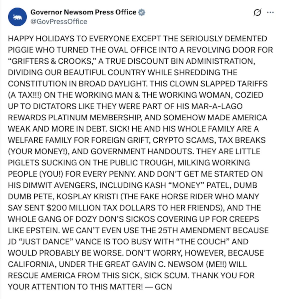 Gavin Newsom is spot-fucking-on. 🎯🎯🎯👇