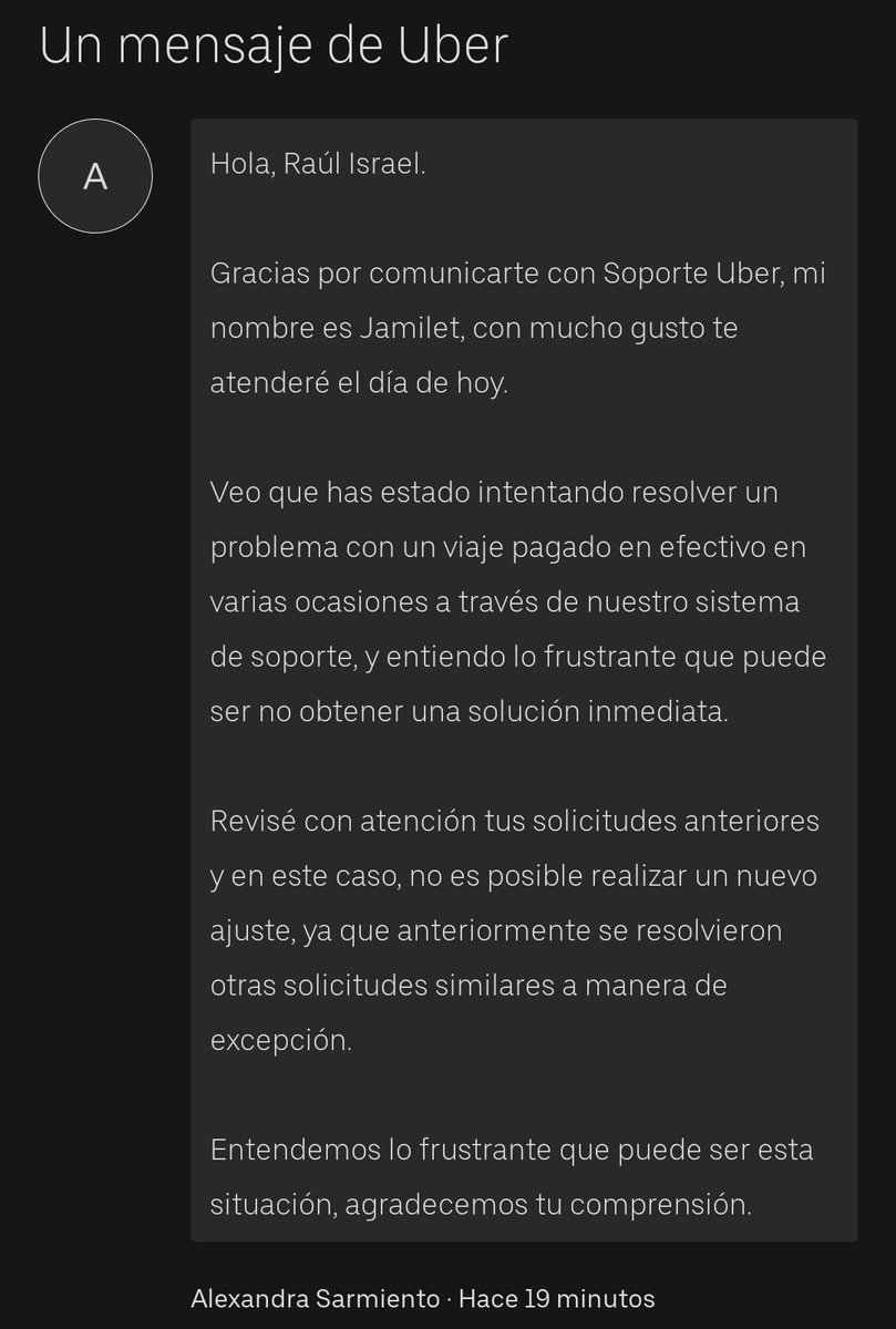 RaulLycand's tweet photo. @Uber_Support 

Esa es la solución que da Uber, no usen Uber o eliminen sus cuentas, ya basta de tanta tontería y abuso, que bien pueden regular. https://t.co/wBd62q2wob