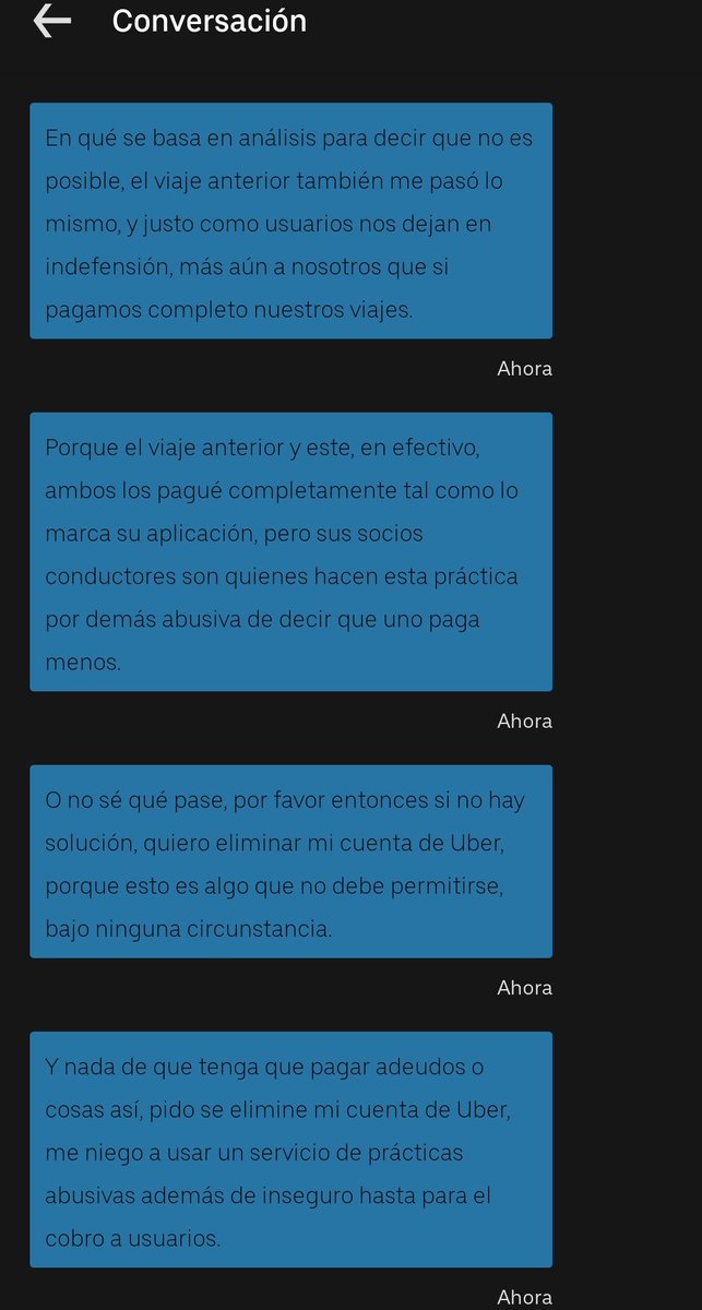 RaulLycand's tweet photo. @Uber_Support 

Esa es la solución que da Uber, no usen Uber o eliminen sus cuentas, ya basta de tanta tontería y abuso, que bien pueden regular. https://t.co/wBd62q2wob