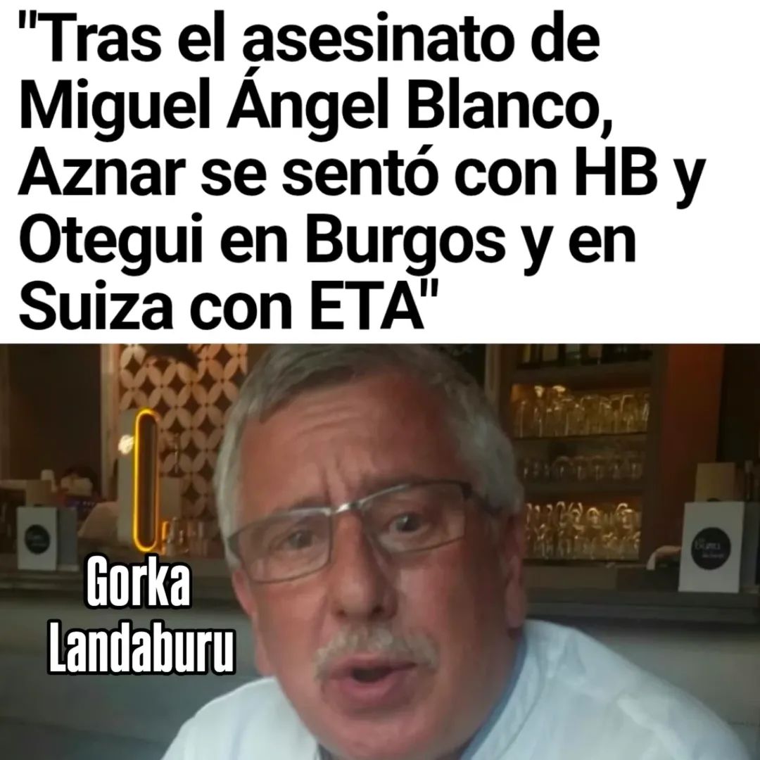 jebl_'s tweet photo. Gorka Landaburu "al año de que ETA asesinara al joven concejal de Ermua, Aznar se sentaba en Burgos con HB y Otegui; en Suiza con enviados de ETA, mientras que Mayor Oreja negociaba a escondidas una salida para los presos de ETA"...
Vía.. La otra izquierda https://t.co/SpAQFSZRim