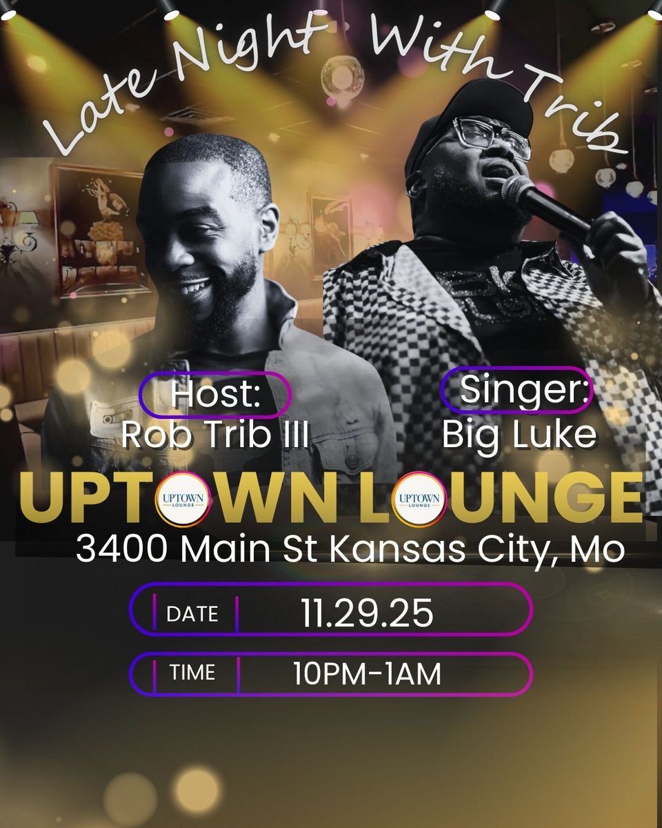 uptownloungekc's tweet image. Adrian Bartholomew takes the stage at 7pm followed by Late Night with Trib ft. Big Luke and the Soul Disciples at 10pm. See you tonight!

#kc #livemusic #cocktails #saturdaynight