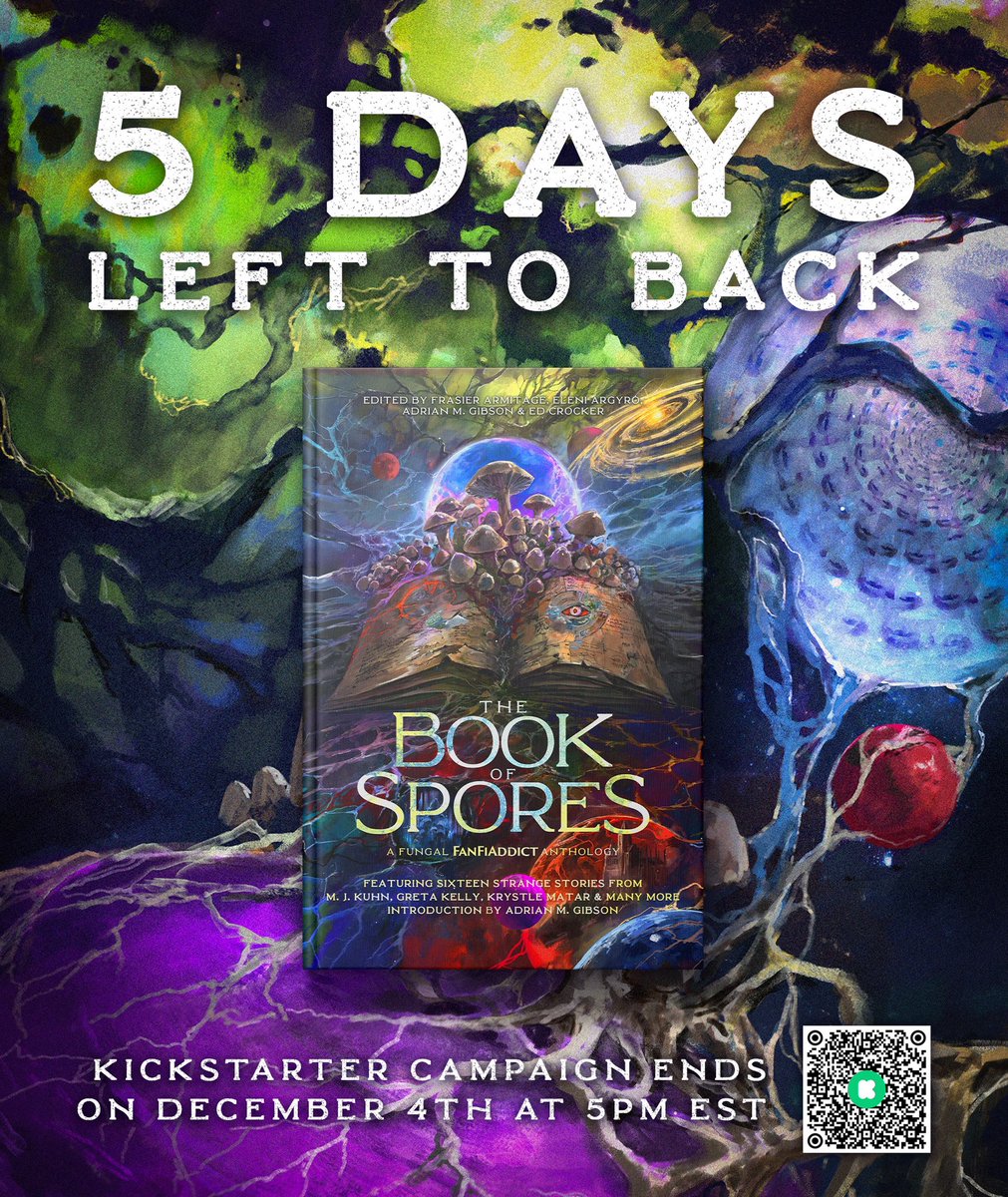 THE BOOK OF SPORES campaign has exactly FIVE DAYS LEFT! Don’t miss your chance to back this fungal SFF anthology and get in on the exclusive deluxe edition hardcover (only available through our Kickstarter) 🍄

Back it HERE until Dec. 4 at 5pm EST: kickstarter.com/projects/fanfi…