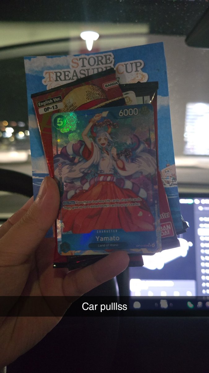 Saw everyone doing car rips and decided to test that meta while charging my car, got my last AA Yama to make my playset 🤣🔥🤩

#optcg #ONEPIECE