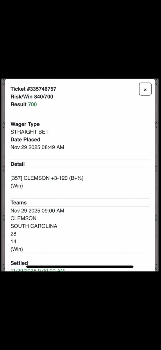 Bang <a href="/JerseyKidPicks/">JERSEYKIDPICKS</a> wins another top rated play Clemson +3.   Winner!!