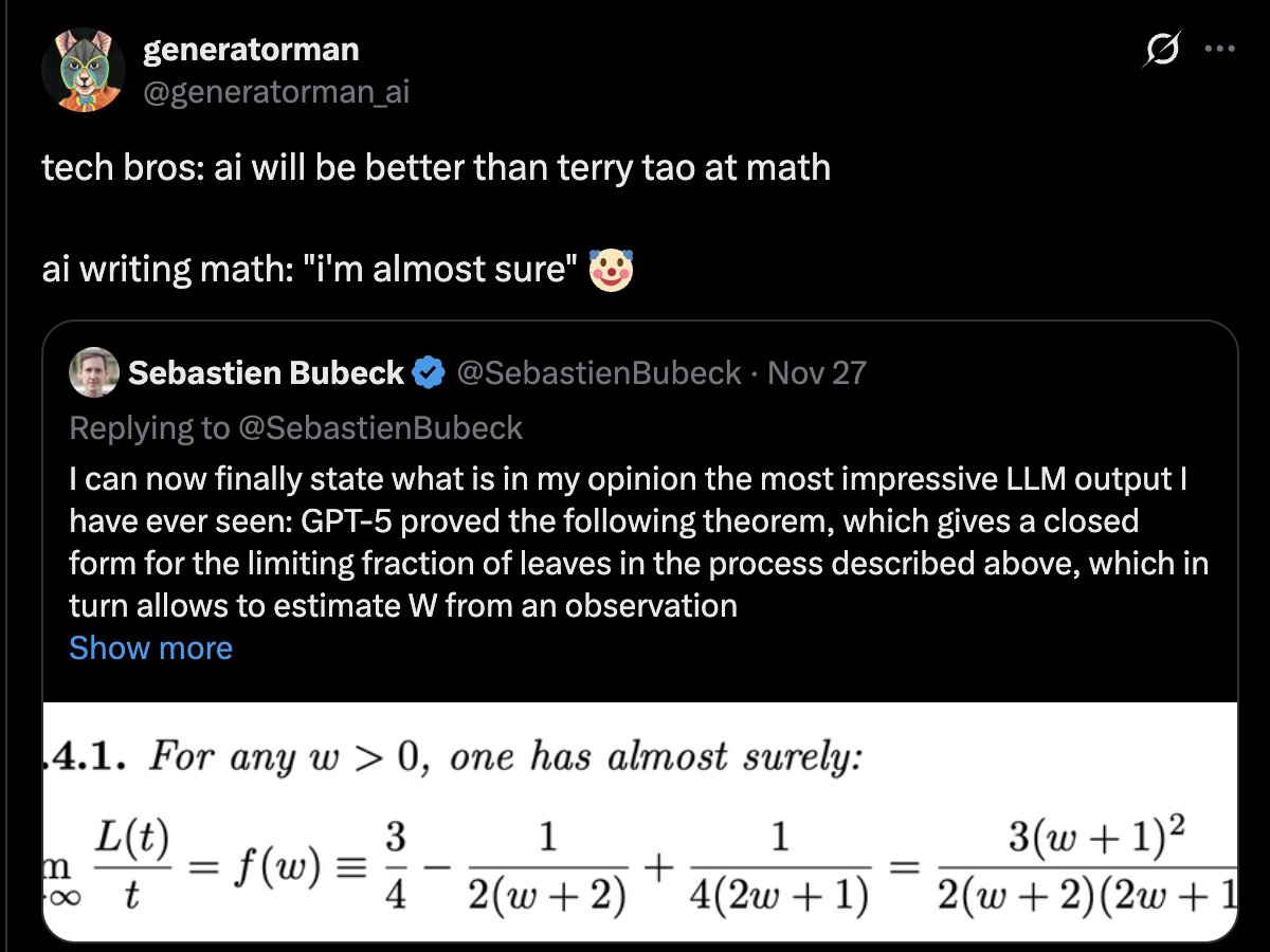 SebastienBubeck's tweet image. I can&apos;t tell if it&apos;s a joke or not, but no matter what it&apos;s very funny 🤣