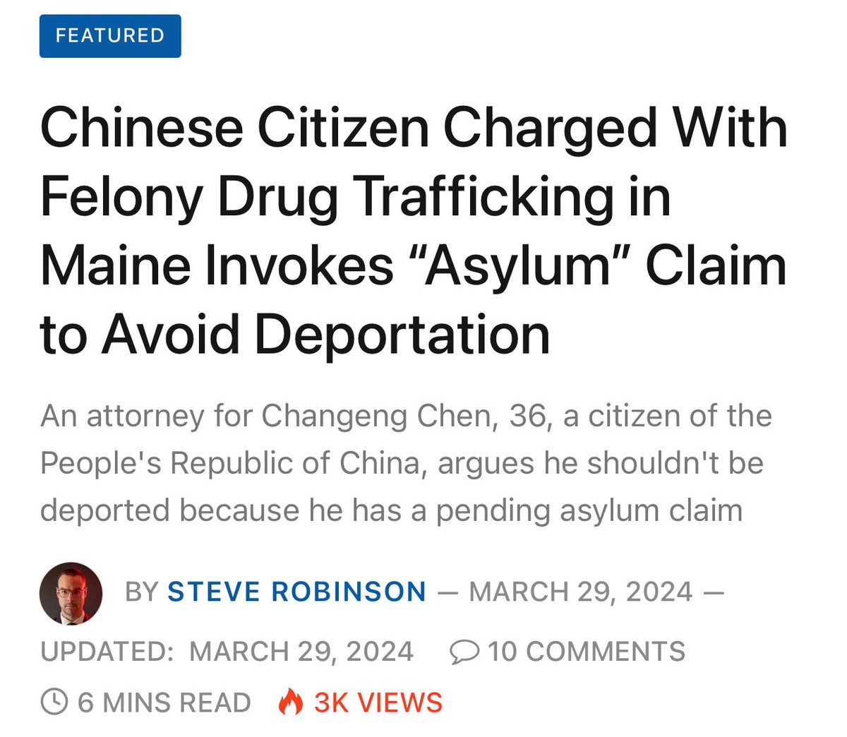 If you want an illustration of how “asylum” works in the U.S. 

1) Chen enters U.S. illegally
2) Chen knowingly conspires to commit fraud and drug trafficking 
3) Chen gets caught and admits it all
4) Lib judge and lawyer help him claim “asylum”

It’s a scam. Abolish asylum.