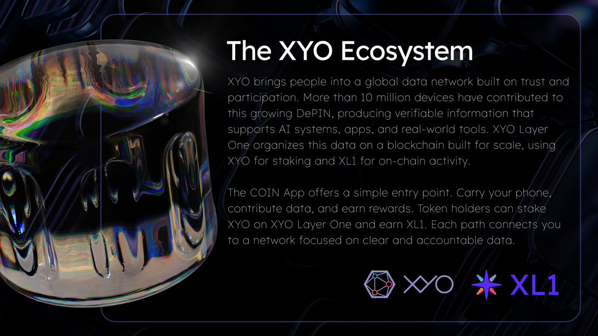 Dive into how XYO brings millions of devices into a global, verifiable data  network. See how XYO Layer One, XYO staking, XL1, and the COIN App  (@coin_with_us) all fit together. Read the