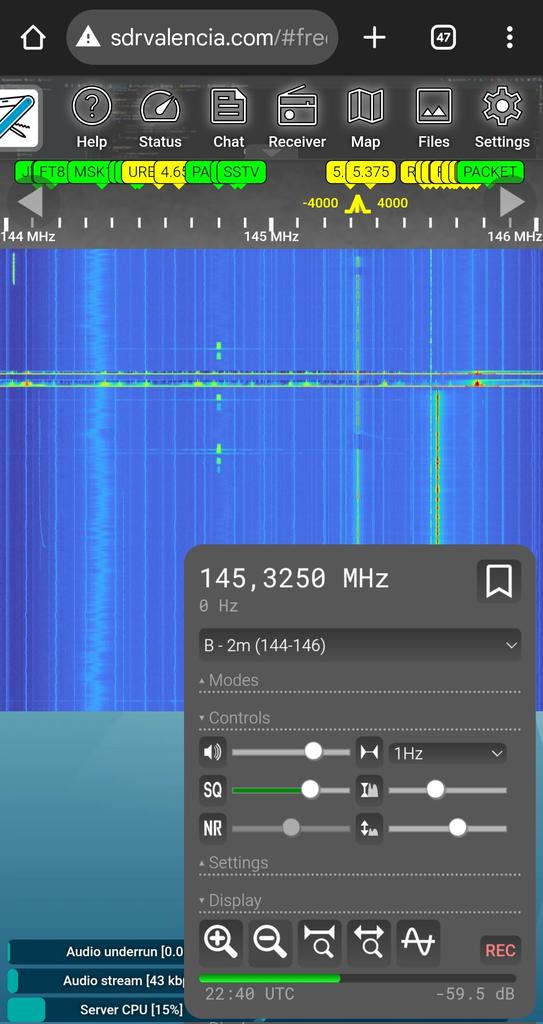 SDR Receiver in Valencia Spain 
VHF, UHF, PMR and CB Bands 📻📡
sdrvalencia.com/#freq=14465000…