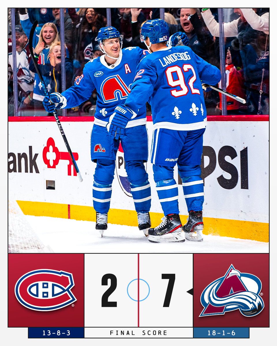 The Nordiques (<a href="/Avalanche/">Colorado Avalanche</a>) take the win in today’s Battle of Quebec ⚜️