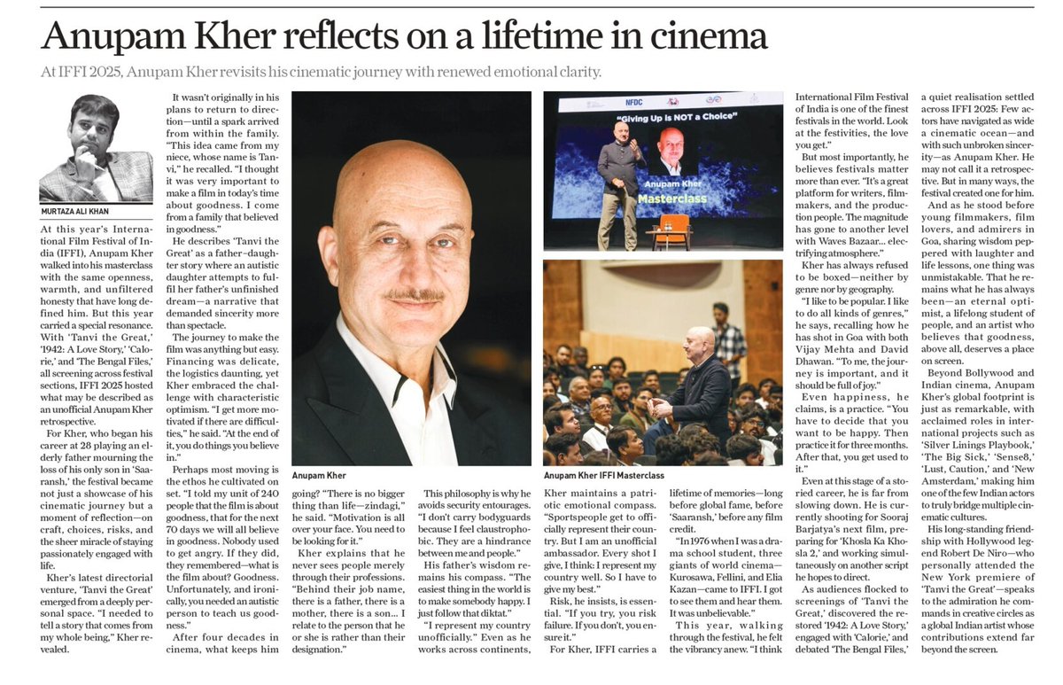 At IFFI 2025, noted Indian actor-director <a href="/AnupamPKher/">Anupam Kher</a> revisits his cinematic journey with renewed emotional clarity... my story based on our exclusive conversation in this week's edition of <a href="/SundayGuardian/">The Sunday Guardian</a>, a leading Indian weekly and Sunday newspaper 

sundayguardianlive.com/feature/anupam…