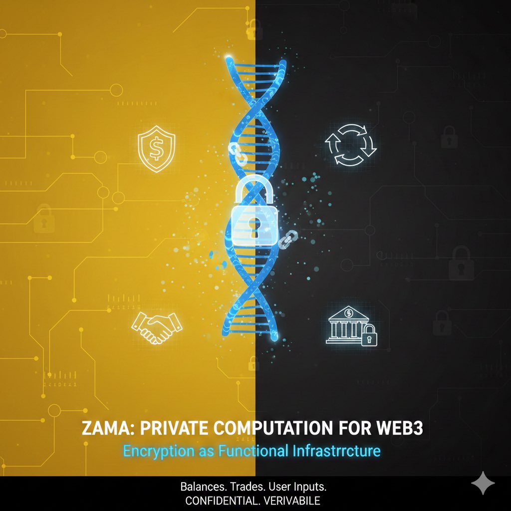 0x_luneth's tweet image. Zama is quietly building the backbone for private computation in crypto.

Its Fully Homomorphic Encryption lets blockchains process encrypted data without ever decrypting it.

That means balances, trades, 

or user inputs stay confidential while still being verifiable on-chain.…