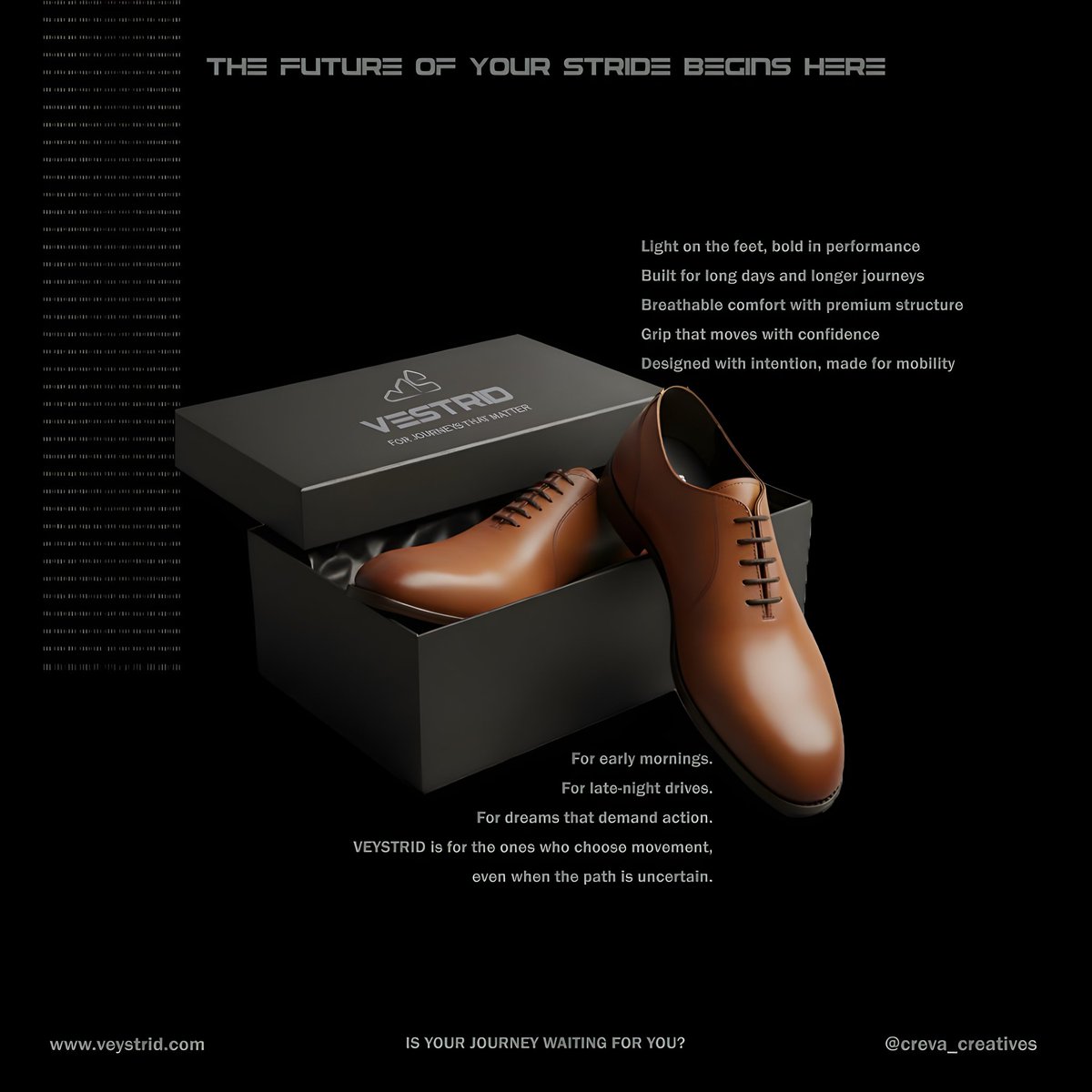 VESTRID was built with one goal: create a brand identity that represents movement, purpose, and meaningful journeys.

Strong brands don’t just look good, they communicate who you are.

If you're ready to build a memorable visual identity,

let’s connect.