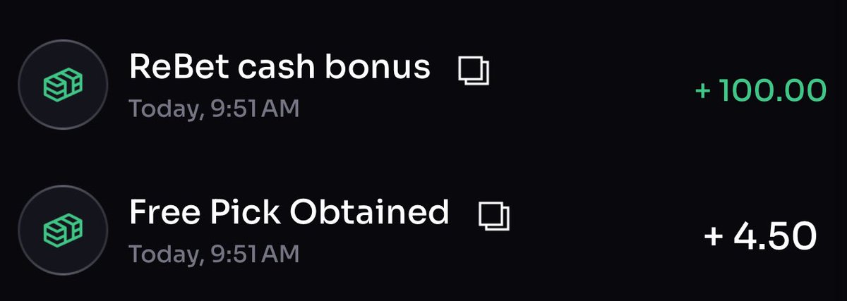 GomDFS's tweet photo. Shoutout to @rebetapp for the most misleading promo I’ve ever seen:
•“Deposit match free pick up to $100”
•Notification saying “1 hour left”… 30 minutes before the promo ended
•Deposit goes through
•$4.50 free pick. Not $100. Not $50. Not even $10.

If you’re going to market a big promo, at least pretend to be transparent. And ofc the cherry on top is the nonchalant cheerful response