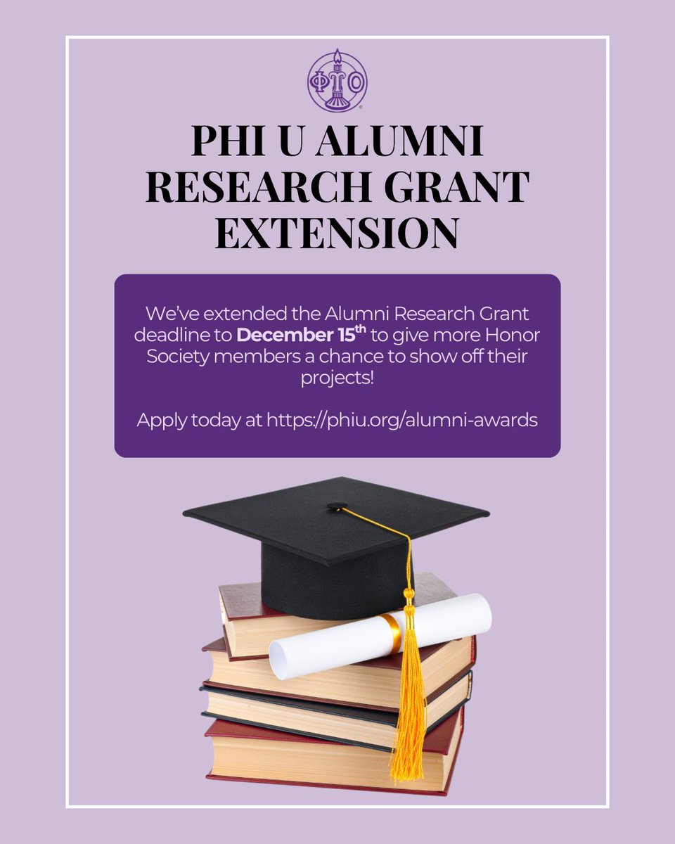More time to shine! ✨

The Alumni Research Grant deadline is now December 15th. Apply today using the link in our bio!
