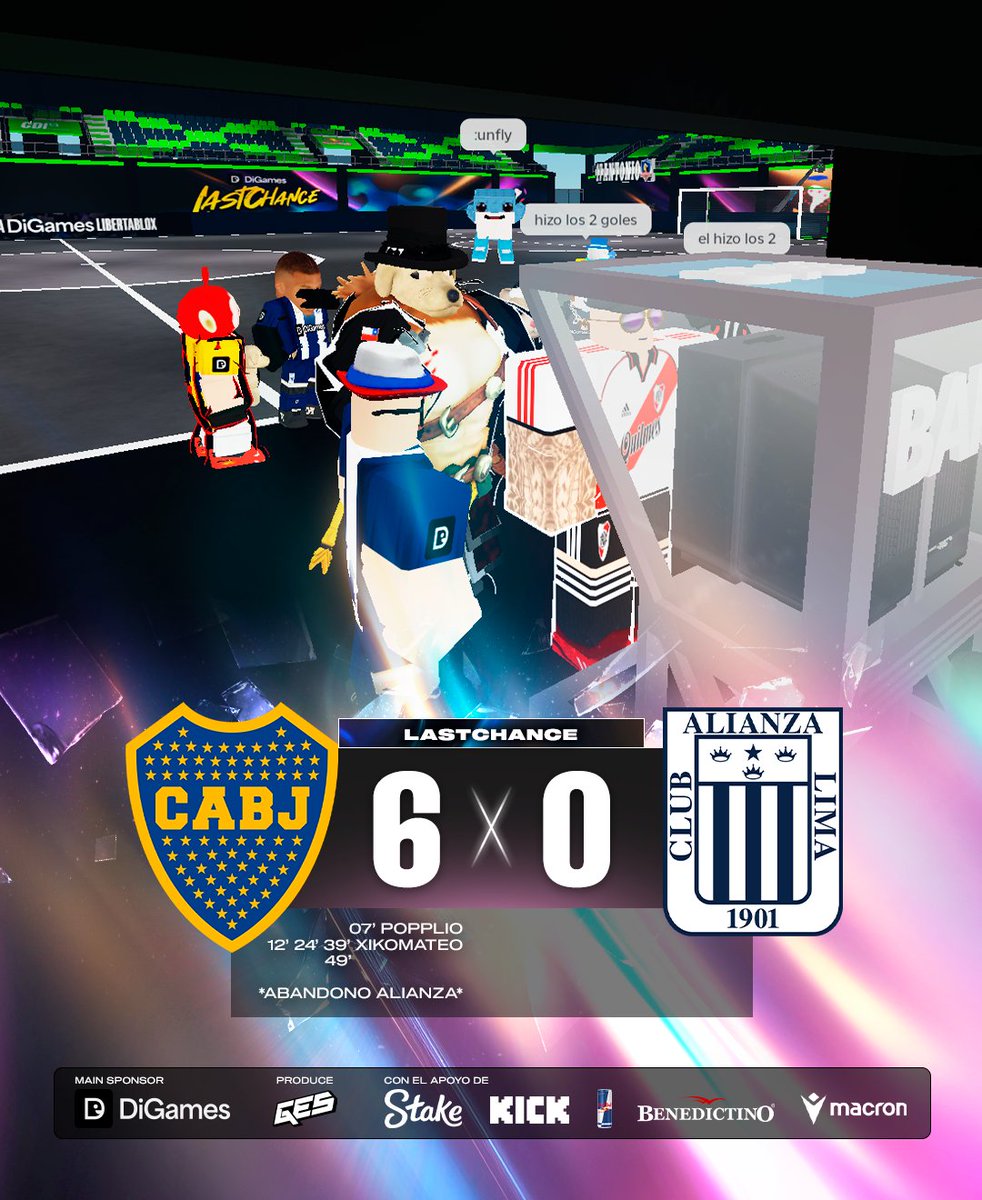 GametrackCL's tweet photo. 𝘾𝙤𝙥𝙖 𝘿𝙞𝙂𝙖𝙢𝙚𝙨 𝙇𝙞𝙗𝙚𝙧𝙩𝙖𝙗𝙡𝙤𝙭
Triangular LastChance

#BocaJuniors 6 x 0 #AlianzaLima 

#roblox #Libertadores #robloxgames https://t.co/qjCcLKXD5V