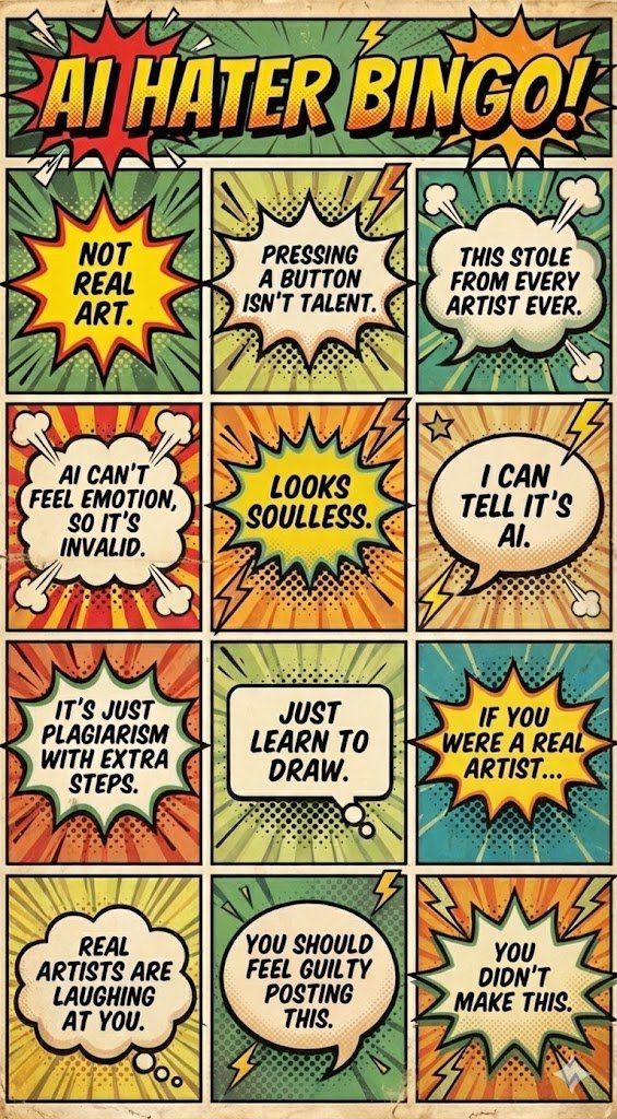 AI hater bingo card