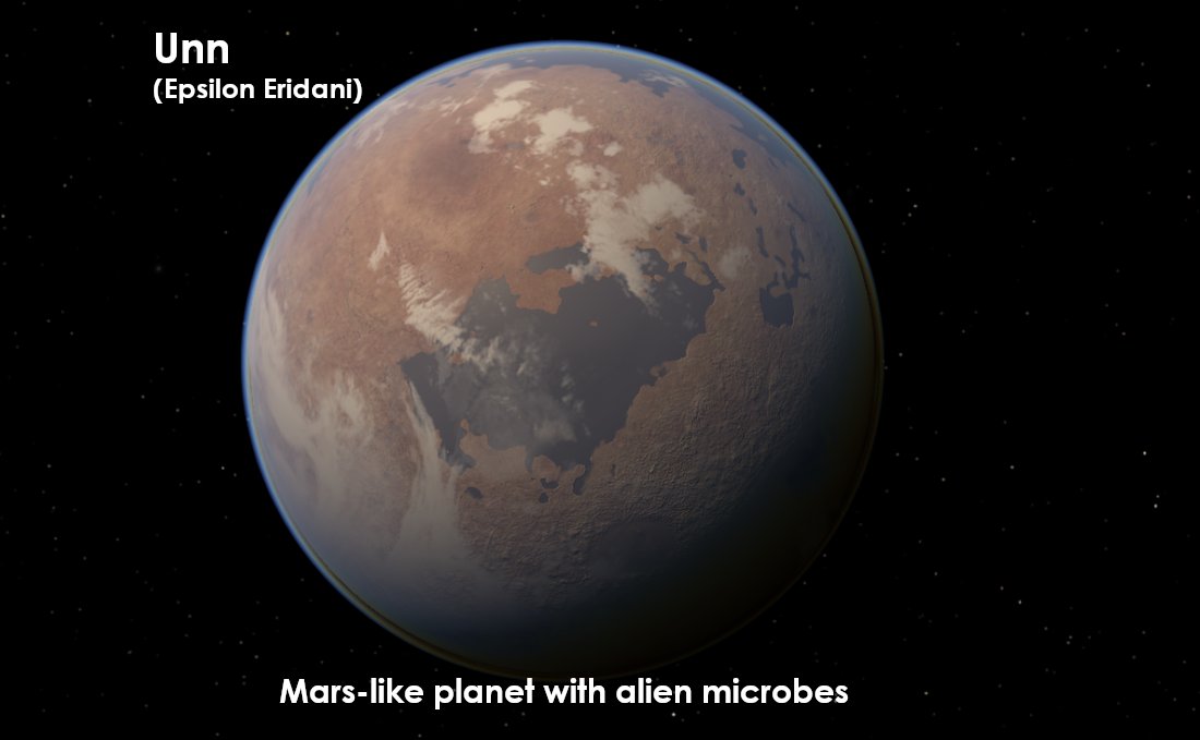 mikusingularity's tweet image. (Orion&apos;s Arm) Ran (Epsilon Eridani) was colonized in 2564 (595 AT) by ships from Earth, Mars, and Jupiter.
- Alien microbes were found on Bara &amp;amp; Unn
- The gas giant Ægir was converted to a &quot;Jupiter Brain&quot; supercomputer (7050 AT) with simulations of evolved life on Bara &amp;amp; Unn