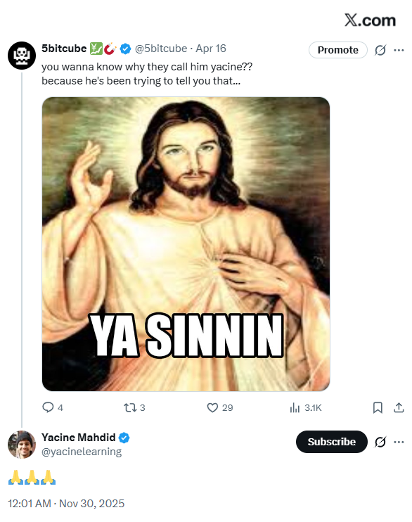 5bitcube's tweet image. Yacine ya seen my meme on day 227!!!!!!! 🎉🥳