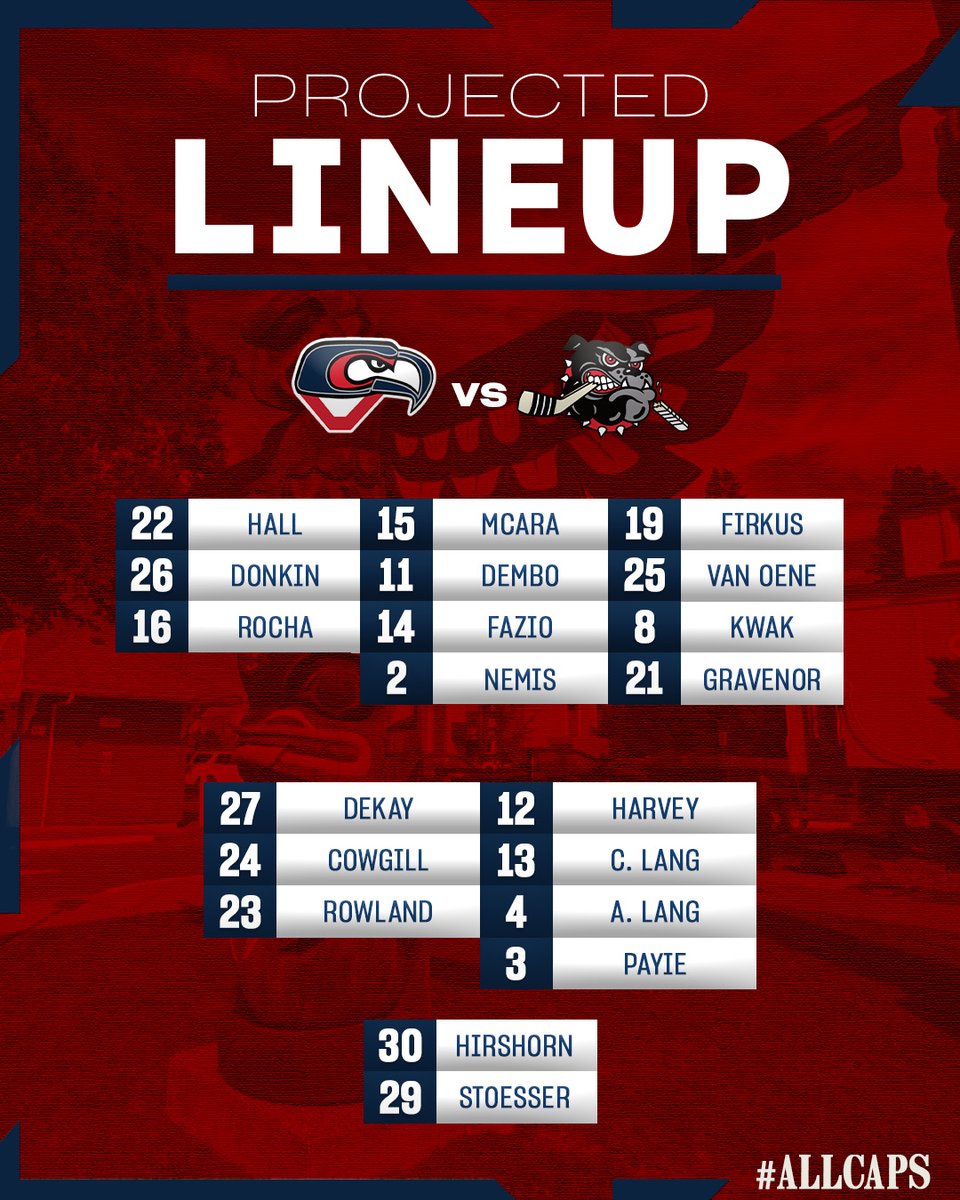 cowichancaps's tweet photo. It's a Saturday Night in the Cowichan Valley, and here's how we're lining up, as your Caps host the Alberni Valley Bulldogs!

Tickets are available at the door, or online at https://t.co/jWS4B4p6L6

#BCHL #ALLCAPS https://t.co/opjHChiQBJ