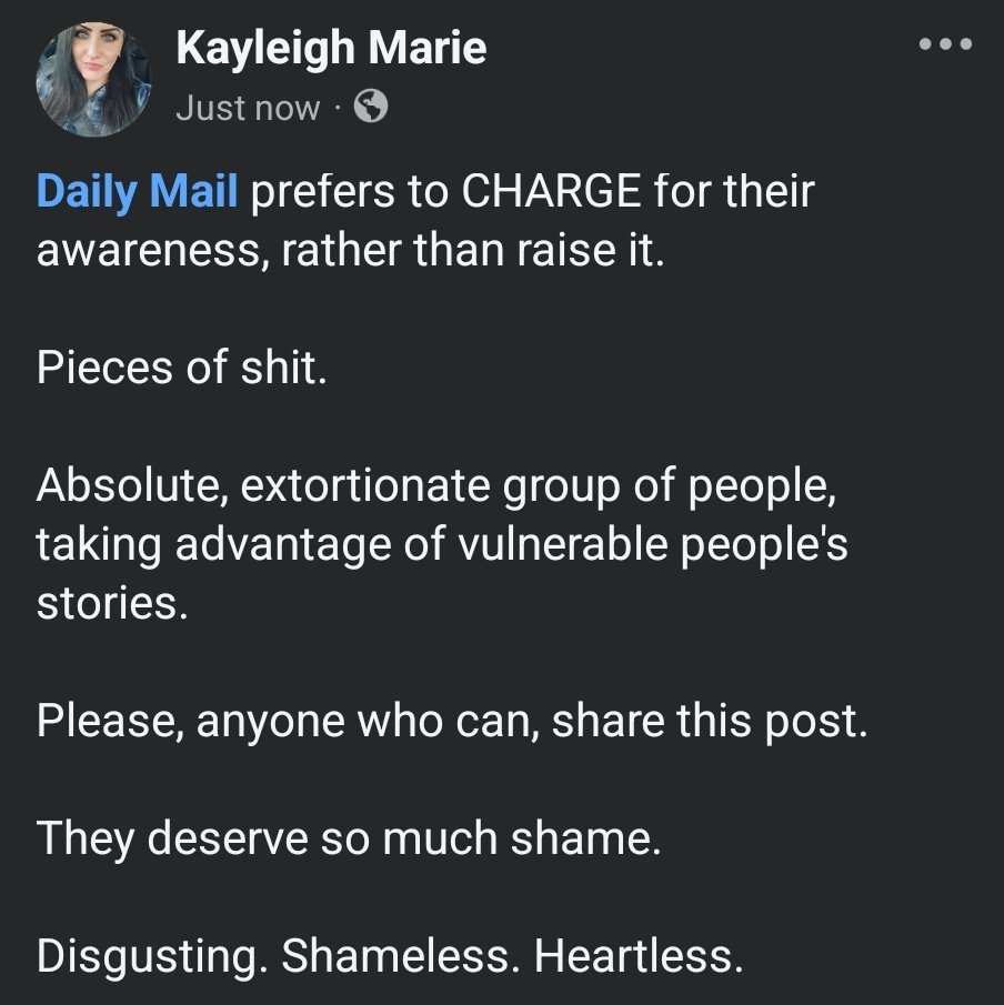 SarcasticKay_'s tweet photo. @DailyMail didn't want to keep my post up cause my Facebook is my private page, but DailyMail NEEDS calling out!! #dailymail #dailycharge #extortion #share #dailybullshit #dailylies #fyp #wtf #fuckthedailymail #nomore #nomoredailymail #dailymailnomore #boycottdailymail #dailyfail https://t.co/wgPOVmnKcc